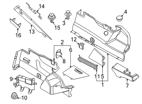 2020 BMW M8 Gran Coupe Interior Trim - Quarter Panels BRACKET, COLUMN C COVER, LEF Diagram for 51437470689