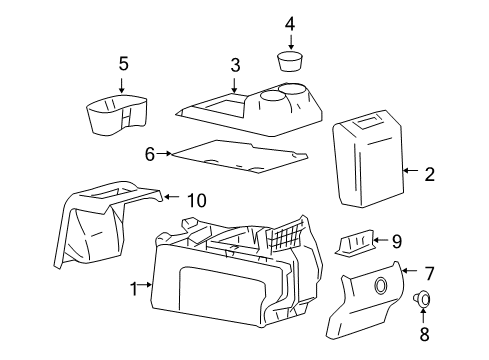 2004 Ford F-150 Console Front Panel Diagram for 4L3Z-15045A76-BAA