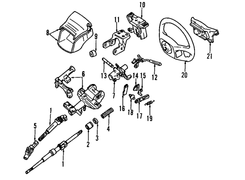 1995 Toyota MR2 Steering Column, Steering Wheel & Trim Driver Air Bag Diagram for 45130-17080-01