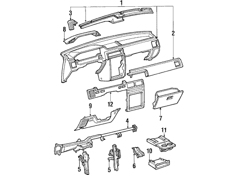 1987 Toyota Tercel Instrument Panel Holder Sub-Assy, Instrument Panel Cup Diagram for 55604-19015