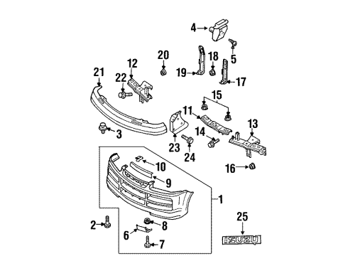 2004 Isuzu Axiom Front Bumper Nut Cooler Fix Diagram for 0-91180-208-0