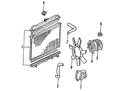 1988 Nissan Van Cooling System, Radiator, Cooling Fan SHROUD Assembly Diagram for 21475-17C60