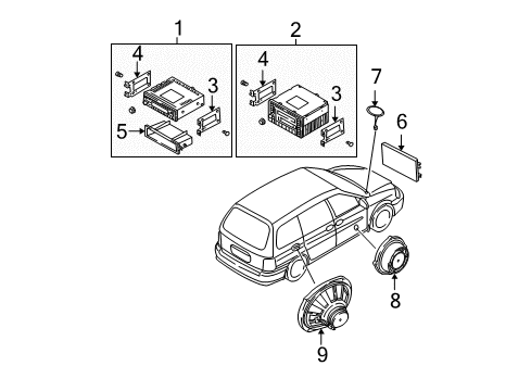 2002 Kia Sedona Sound System Cover-Hole Diagram for 0K34A67920