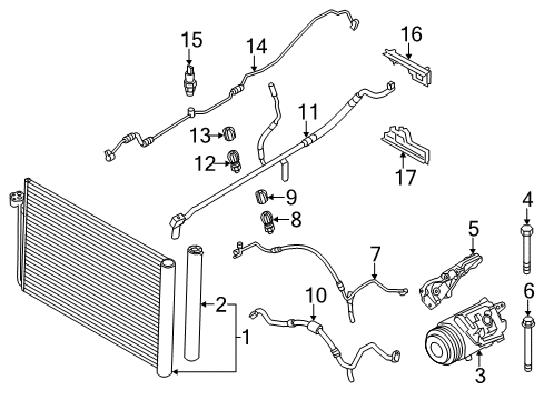 2015 BMW ActiveHybrid 5 Air Conditioner Suction Pipe Without Filler Neck Diagram for 64539203842