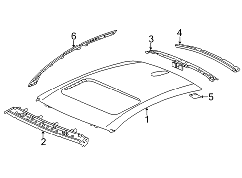 2022 Acura TLX Roof & Components BRACKET (INNER) Diagram for 64592-TGV-305ZZ