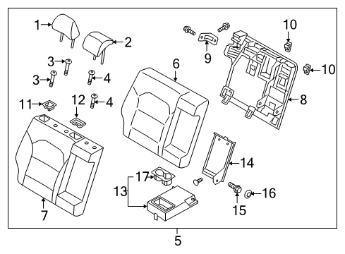 2017 Kia Niro Rear Seat Components Rear Seat Back Armrest Assembly Diagram for 89900G5000AY1