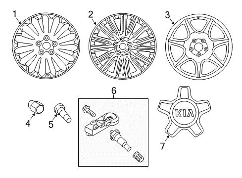 2017 Kia K900 Wheels Wheel Hub Cap Assembly Diagram for 529603T500