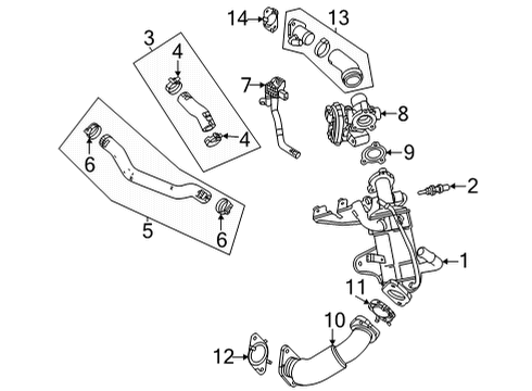 2022 GMC Yukon EGR System Inlet Pipe Diagram for 55504239