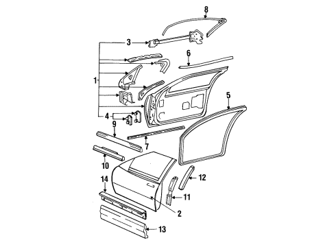 1992 Buick Regal Front Door & Components, Exterior Trim Molding Asm-Front Side Door Window Reveal Diagram for 10188104