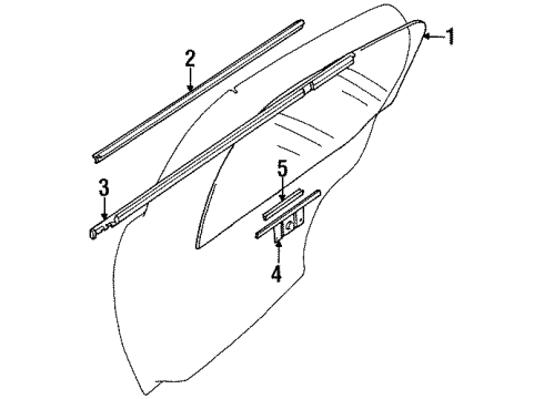 1996 Geo Metro Rear Door - Glass & Hardware Sealing Strip, Rear Side Door Window Outer Diagram for 30013943