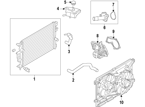 2013 Ford Fusion Cooling System, Radiator, Water Pump, Cooling Fan Fan Assembly Diagram for DG9Z-8C607-B