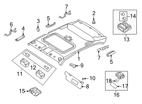 2007 Kia Optima Interior Trim - Roof Retainer Assembly-Sunvisor Diagram for 852354D000QW