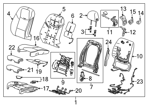 2016 Cadillac ATS Driver Seat Components Seat Back Heater Diagram for 22826930