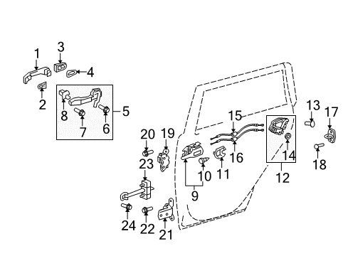 2008 Scion xB Rear Door Handle Cover Diagram for 69227-42070-A3