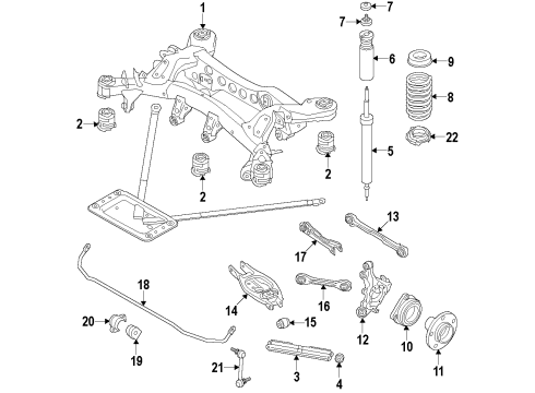 2014 BMW X1 Rear Suspension Components, Lower Control Arm, Upper Control Arm, Ride Control, Stabilizer Bar Tension Strut Diagram for 33326777637