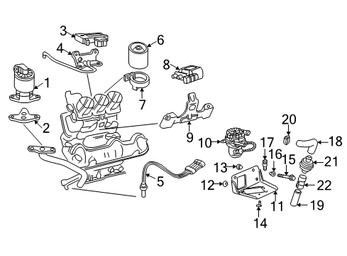 2001 Buick Century Emission Components Bracket Lock Rod Diagram for 12186353