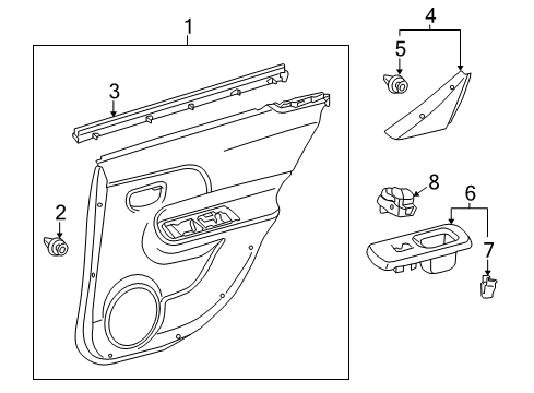 2015 Toyota Prius C Interior Trim - Rear Door Door Trim Panel Diagram for 67630-52M30-C0