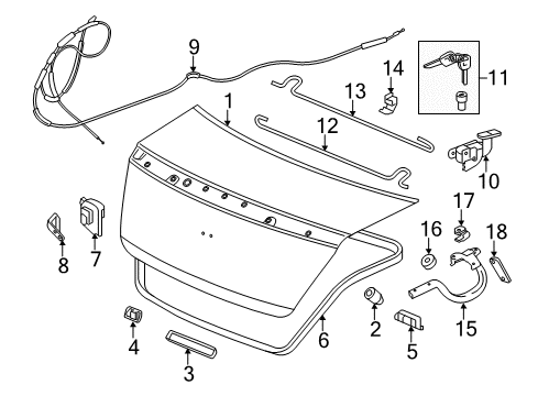 2014 Honda Accord Trunk Weatherstrip, Trunk Lid Diagram for 74865-T3L-A01