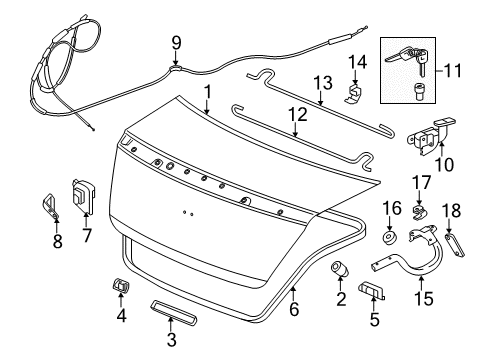 2014 Honda Accord Trunk Hinge, L. Trunk Diagram for 68660-T3L-A00ZZ