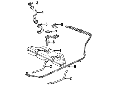 1987 Chevrolet Beretta Fuel System Components Pipe Asm-Brake & Fuel Feed & Fuel Return & Fue Diagram for 10050111