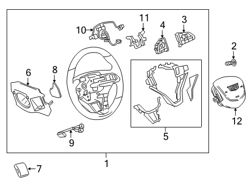 2022 Cadillac XT6 Steering Wheel & Trim Steering Wheel Diagram for 85104568