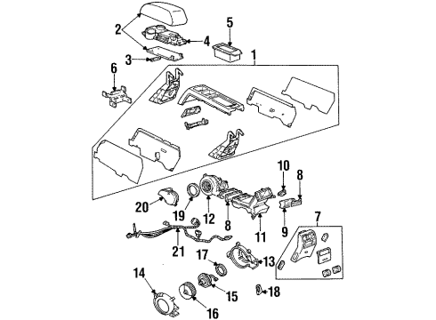 1994 Cadillac Seville Center Console CONSOLE, Floor Console Diagram for 3635398