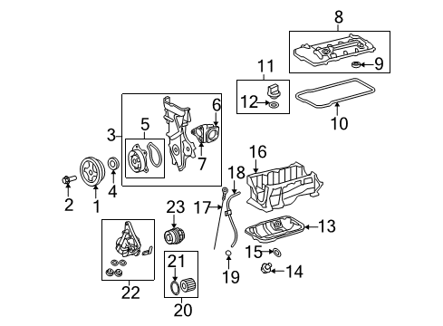 2009 Pontiac Vibe Filters Gasket, Oil Pan Drain Plug Diagram for 94855838