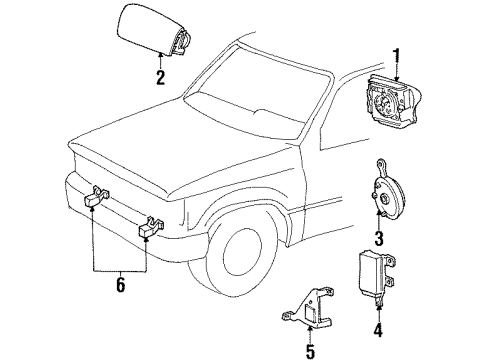 2001 Mercury Mountaineer Air Bag Components Impact Sensor Diagram for XL2Z-14B345-AB