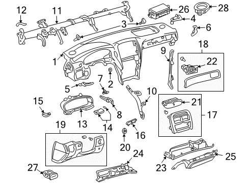 2004 Lexus LS430 Instrument Panel Brace Sub-Assy, Instrument Panel, NO.2 Diagram for 55307-50100