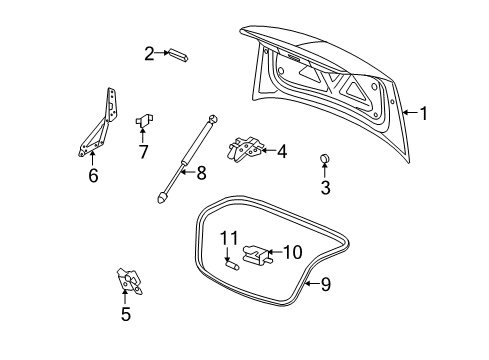 2009 Saturn Aura Trunk Lid Weatherstrip Diagram for 25883383