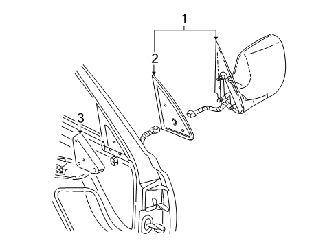 2002 GMC Sierra 2500 HD Outside Mirrors Mirror Asm-Outside Rear View Diagram for 15179829