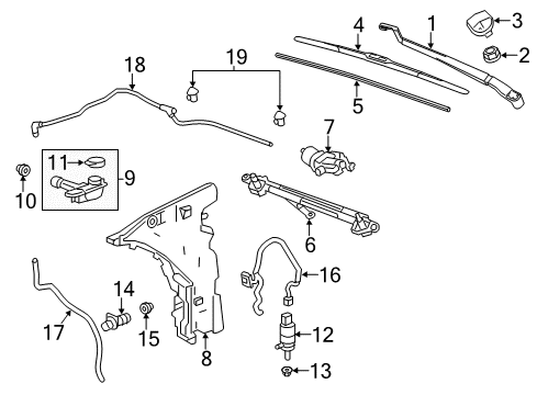 2015 Cadillac ATS Wiper & Washer Components Wiper Arm Diagram for 22905712