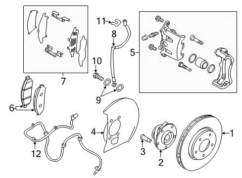 2012 Nissan Leaf Front Brakes CALIPER Assembly-Front RH, W/O Pads Or SHIMS Diagram for 41001-1VA0B