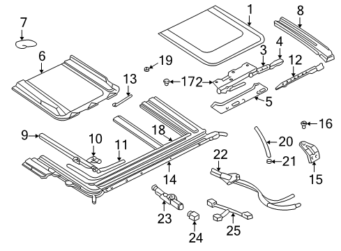 2001 Hyundai XG300 Sunroof Sunshade Assembly-Sunroof Diagram for 81666-39000-CI