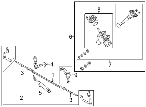 2008 Hummer H2 P/S Pump & Hoses, Steering Gear & Linkage Gear Asm, Steering (Remanufacture) Diagram for 19180556