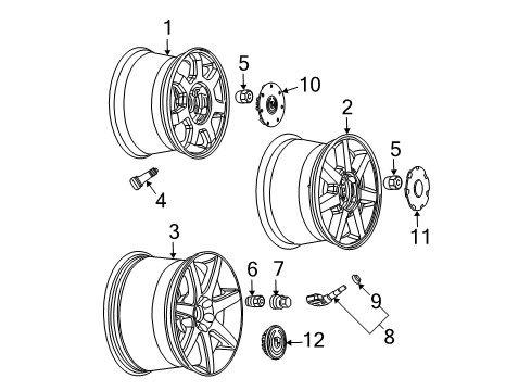 2006 Cadillac CTS Wheels, Covers & Trim Wheel Nut Diagram for 9596069