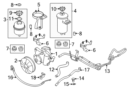 2008 BMW 528i P/S Pump & Hoses, Steering Gear & Linkage Power Steering Pump Diagram for 32416776834