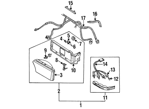 1996 Buick Roadmaster Headlamps Lens & Housing Asm, Headlamp Diagram for 16513648