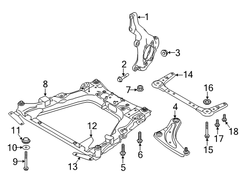 2022 Nissan LEAF Front Suspension Components Bolt Diagram for 54368-JA000