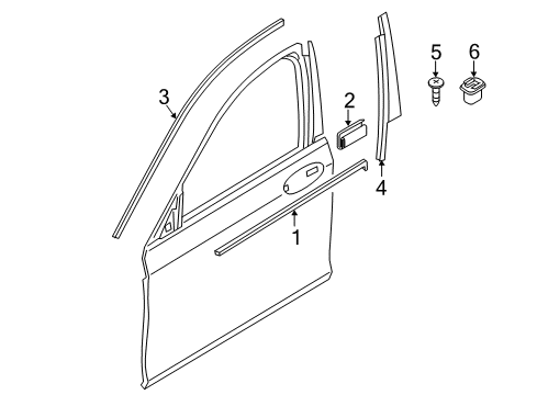 2022 BMW 530i xDrive Exterior Trim - Front Door Shaft Cover Outer Front Door Right Diagram for 51337336958