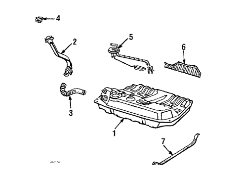 1986 Honda Prelude Senders Band, Passenger Side Fuel Tank Mounting Diagram for 17521-SB0-000