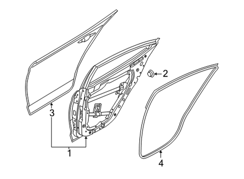 2022 Hyundai Elantra Door & Components W/STRIP Assembly-RR Dr Side LH Diagram for 83130-AA000