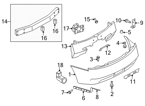 2011 Infiniti G37 Parking Aid Stay-Rear Bumper LH Diagram for 85211-JL00A