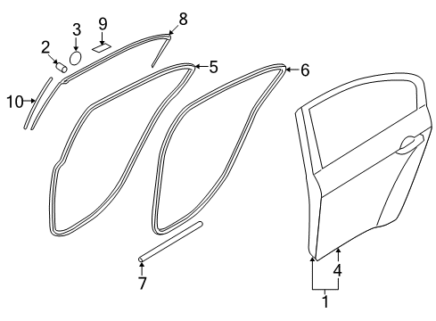 2014 Hyundai Genesis Rear Door Passenger Side Rear Door Window Regulator Assembly Diagram for 83402-3M000