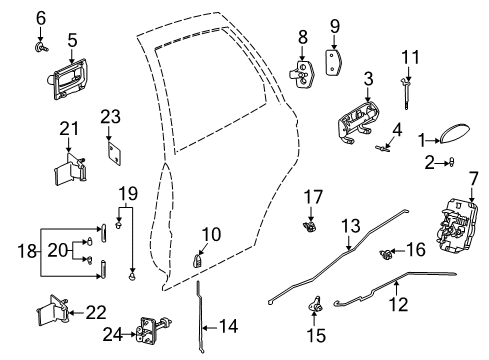 2000 Saturn LW2 Rear Door - Lock & Hardware Handle Asm, Rear Side Door Inside *Ebony Diagram for 22674230