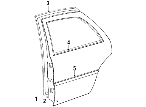 1988 Toyota Corolla Rear Door Body Side Molding Diagram for 75741-12720-02