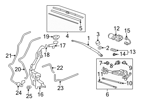 2011 Honda CR-V Windshield - Wiper & Washer Components Cap Unit, Mouth Diagram for 76802-S9V-A01
