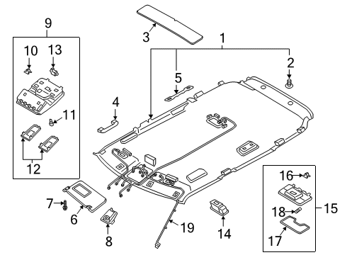 2021 Kia Soul Interior Trim - Roof Lamp Assembly-Room Diagram for 92850D4000HGC