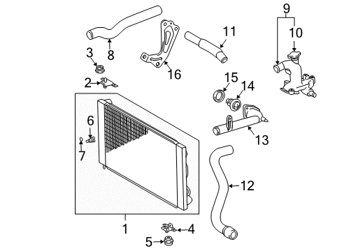 2005 Toyota Sienna Radiator & Components Upper Hose Diagram for 16571-AA020