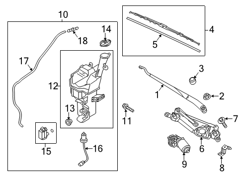 2015 Kia Forte Wiper & Washer Components Washer Reservoir & Pump Assembly Diagram for 98610A7010